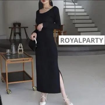 ROYALPARTY 패드 부착 슬래시 스트랩 원피스