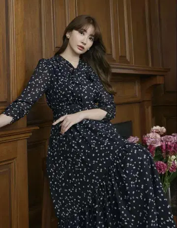 herlipto Autumn Floral Chiffon Dress