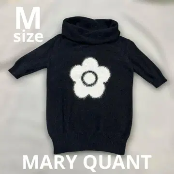 MARY QUANT/마리콴트 네이비 하이넥 반팔 스웨터