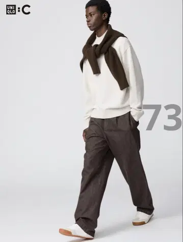 UNIQLO C 턱 스트레이트 팬츠 브라운 73