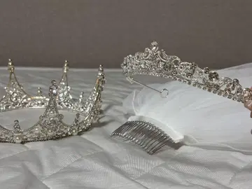 결혼식 티아라 크라운 베일 세트