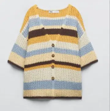 ZARA 보더 니트 가디건 반팔 나가하마 네루 드라마 착용