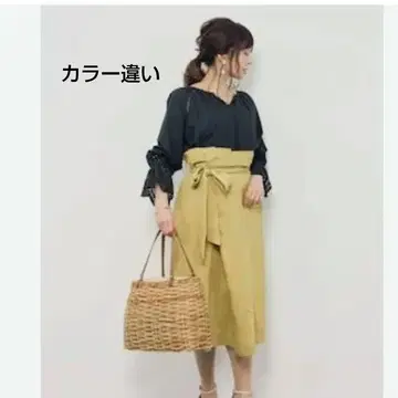 택 포함 새상품 ROSSO 어반 리서치 허리 리본 랩 스타일 스커트