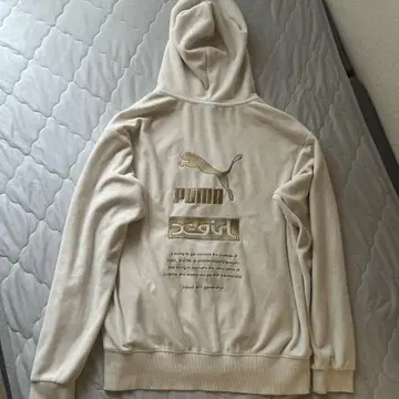 X-girl x PUMA ZIP UP VELOUR HOODIE 크림색
