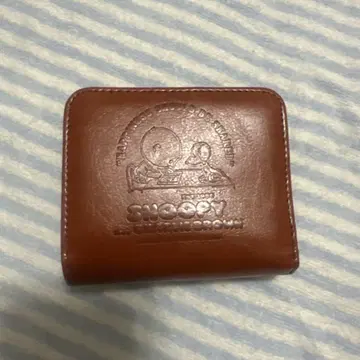 Snoopy 가죽 접이식 지갑 브라운