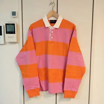 Rowing Blazers 보더 라거 셔츠 핑크 x 오렌지 XL