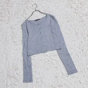 [ ZARA ] 가디건 ( M ) 긴팔 크롭 기장 겉옷 그레이 무지