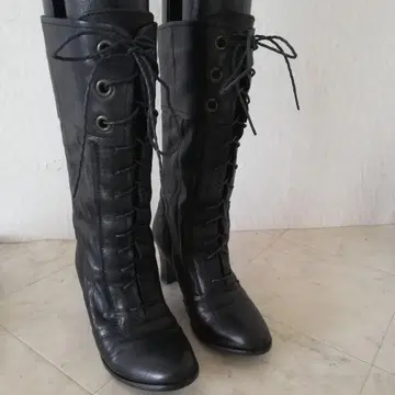 키다리 아저씨 천연 가죽 레이스업 부츠 22.5cm