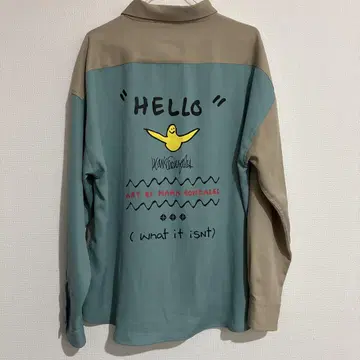 g1 MARK GONZALES 바이컬러 절개 프린트 워크 셔츠