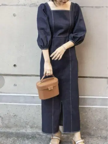 새상품급! RANDA 스티치 데님 슬릿 원피스 롱 원피스 가을