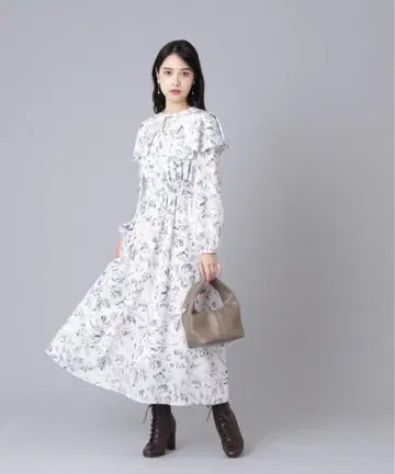 JILLbyJILLSTUART 빈티지 라이크 프린트 케이프 원피스