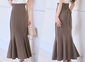 미셸 마카롱 어른의 슬림 레그 스커트 브라운 S