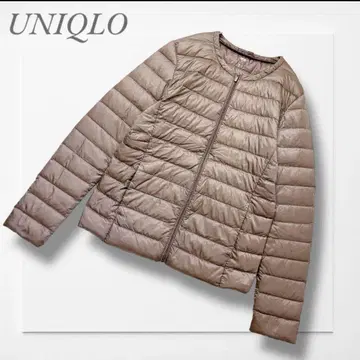 유니클로 울트라 라이트 다운 컴팩트 자켓 (M) 브라운 노카라 지퍼
