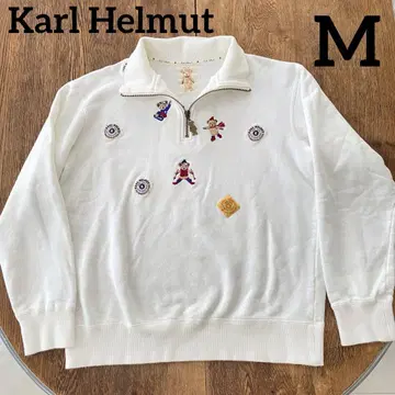 Karl Helmut (칼 헬무트) 맨투맨 하프 지퍼 화이트 베어
