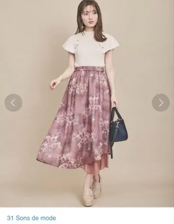 31 sons de mode 체크 시어 꽃무늬 스커트