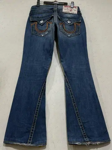 트루 릴리전 JOEY BIGT 레인보우 데미지 가공 데님 팬츠