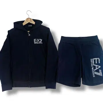 레어 엠포리오 아르마니 EA7 셋업 후드티 하프 팬츠 M 블랙