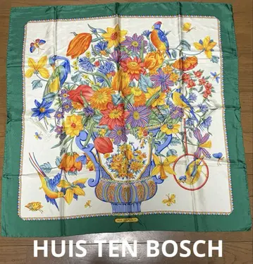 HUIS TEN BOSCH 꽃과 새 디자인 대형 스카프