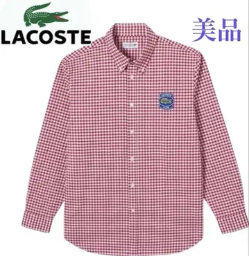 라코스테 새상품급 깅엄 체크 긴팔 셔츠 레드 화이트 LACOSTE