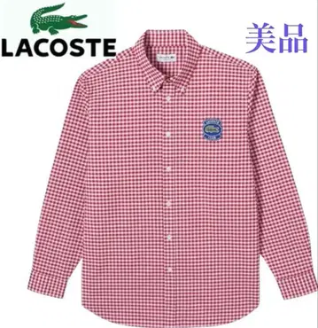 라코스테 새상품급 깅엄 체크 긴팔 셔츠 레드 화이트 LACOSTE