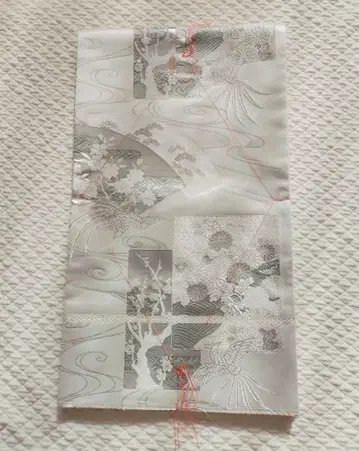 실버 계열 꽃과 파도 무늬 후쿠로 오비