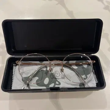 Zoff 골드 라운드 안경 케이스 포함