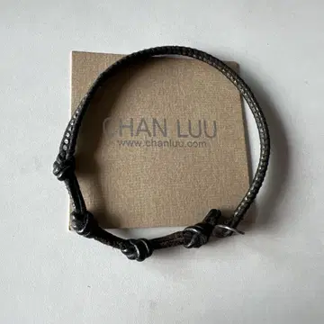 새상품급 CHAN LUU  팔찌 실버 블랙 가죽 파우치 포함