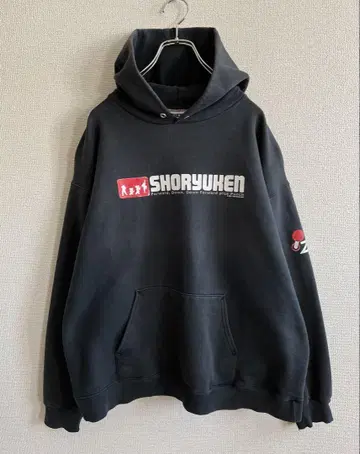 90s 헤인즈 맨투맨 후디 스트리트 파이터 페이드 흑먹색