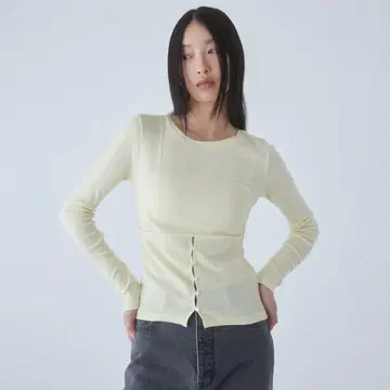 [ searoomlynn ] 소프트 시어 랜덤 RIB 코르셋 상의