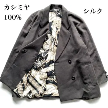 고급 소재 캐시미어 100% 올 패턴 실크 체스터 코트 일본제 빈티지