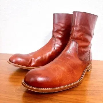 PADRONE 백 지퍼 가죽 부츠 브라운 41 사이즈 일본제 천연 가죽