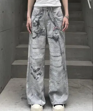 새상품급 체인 디자인 데님
