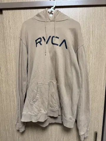 RVCA 베이지 후드 부착 후드티 M