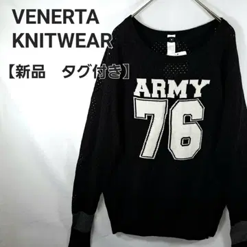 새상품 정가 3만 VENERTA 가죽 택 니트 의류 ARMY 메쉬 니트
