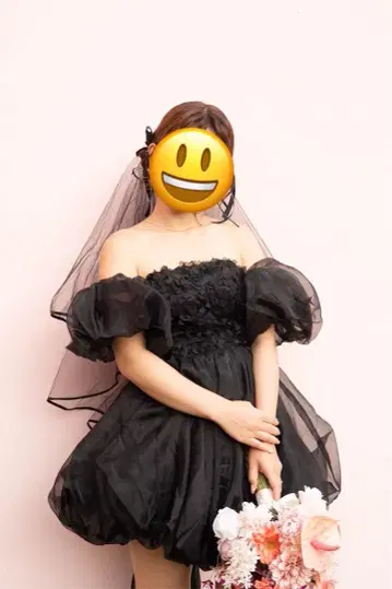 블랙 미니 드레스 베일 삭스 웨딩 사전 촬영 웨딩 사진