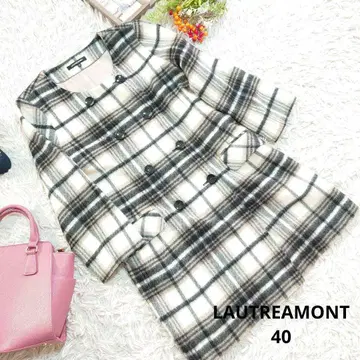 일본제 LAUTREAMONT 모헤어 노카라 코트 (L) 체크