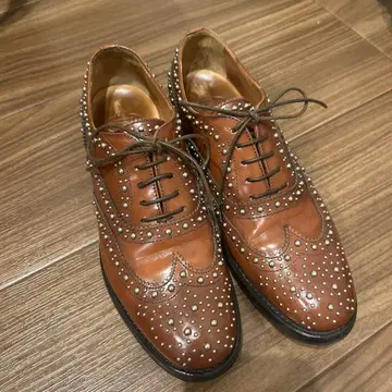 새상품급 church's 처치 브라운 가죽 스터드 장식 신발
