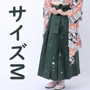새상품 하카마 단품 자수 장식 졸업식용 하카마만 베이지 M 사이즈 암녹색