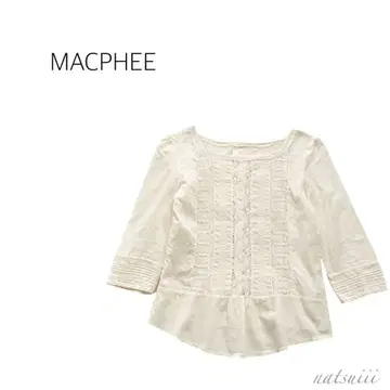 MACPHEE 투모로우랜드 백 버튼 핀턱 레이스 블라우스