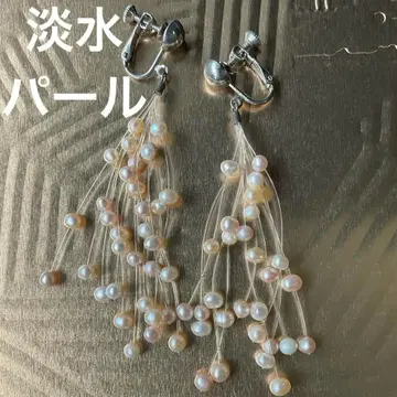 담수 진주 귀찌 롱 귀찌 볼륨 결혼식 파티 화이트