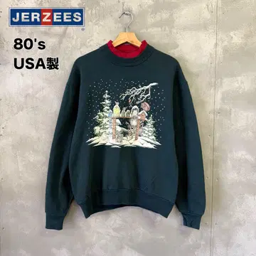 80년대 JERZEES 미국제 맨투맨 트레이닝복 동물 패턴 애니멀
