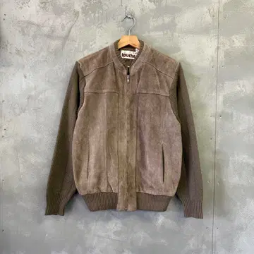 touche 스웨이드 가죽 니트 자켓