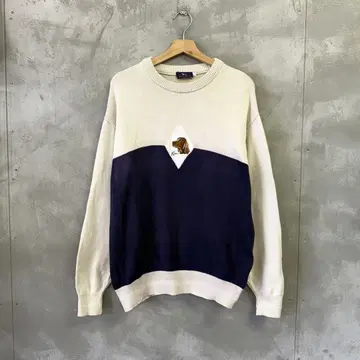 90's KEN COLLECTION 니트 스웨터 개 자수 동물