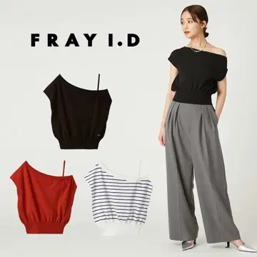 FRAY I.D 아지메 오프숄더 니트 레드 빨간색