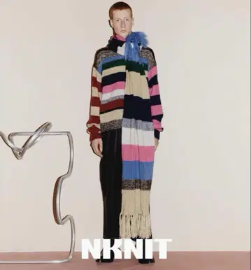 NKNIT 22AW mix stripe big KNIT scarf
