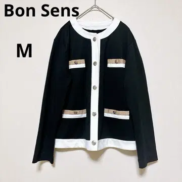 [ Bon Sens ] 가디건 38 사이즈 자켓풍 배색 버튼 블랙