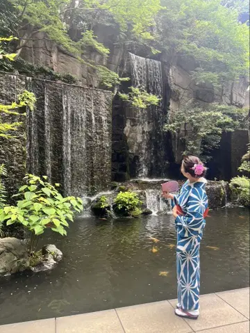 마메치요 모던 린넨 잎사귀 무늬 유카타 M 사이즈