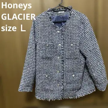 [ 미사용 ] Honeys GLACIER 노카라 트위드 자켓 L 사이즈