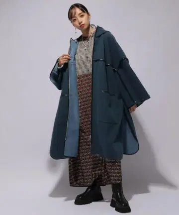 HARE 하레 파이핑 후드 롱 코트