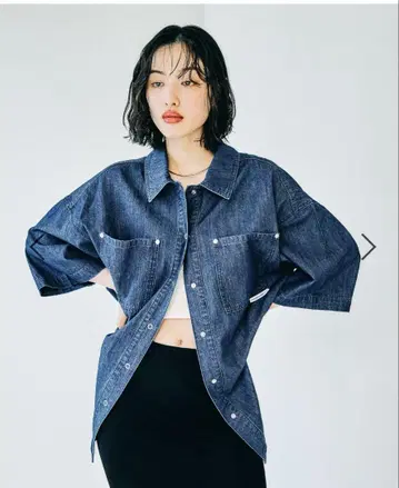 LEPSIM 렙심 BIG 데님 5부 소매 튜닉